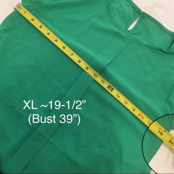 Green Chiffon Flutter Sleeve Cap Sleeve Blouse L or XL - Picture 5 of 8